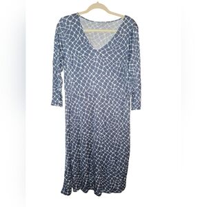 Pure Collection Midi Dress 8/10 3/4 Sleeve Vneck Flowy Lightweight Stretch